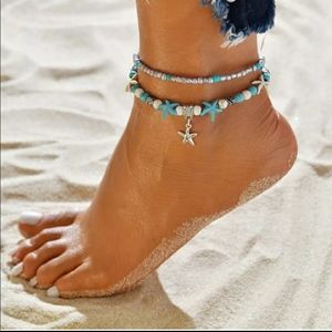 ⭐New Starfish and Beads 2 Layer Ankle Bracelet